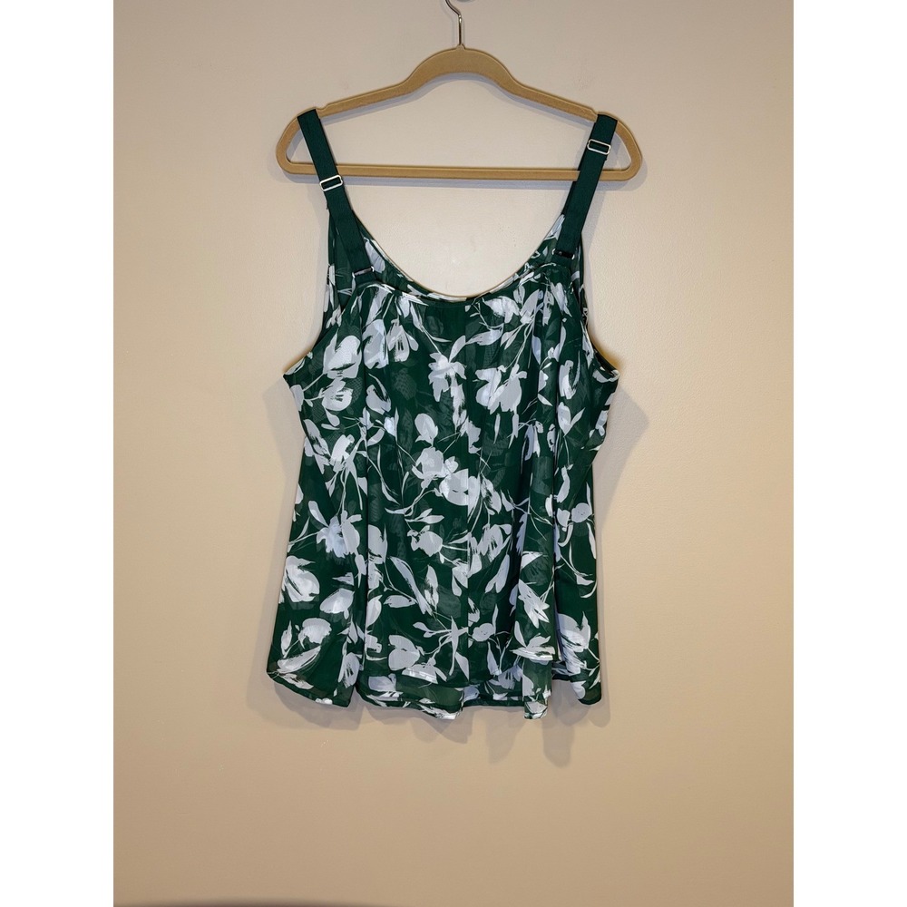 Lane Bryant Camisole Green Plus 28‎ Floral Adjustable Strap Tank Casual Tropical - Picture 5 of 7